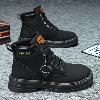 KOONEXY Men'S Fashion Ankle Boots - Upper, PVC Sole, Lace-Up, Round Toe, Short Ankle Boots for Casual & Sporty Wear, All-Season Comfort, Casual Footwear, Sporty Boot Design, Fabric Lined Interior