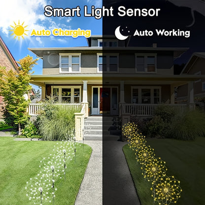 FACHOI Solar Garden Lights, 420LED Firework Design, 8 Lighting Modes,, Intelligent Sensor Switch, Outdoor Decor for Patio, Walkway, Pathway, Party, Wedding - 360/200/60 LED Options, Solar Powered Lighting, Outdoor Lighting |