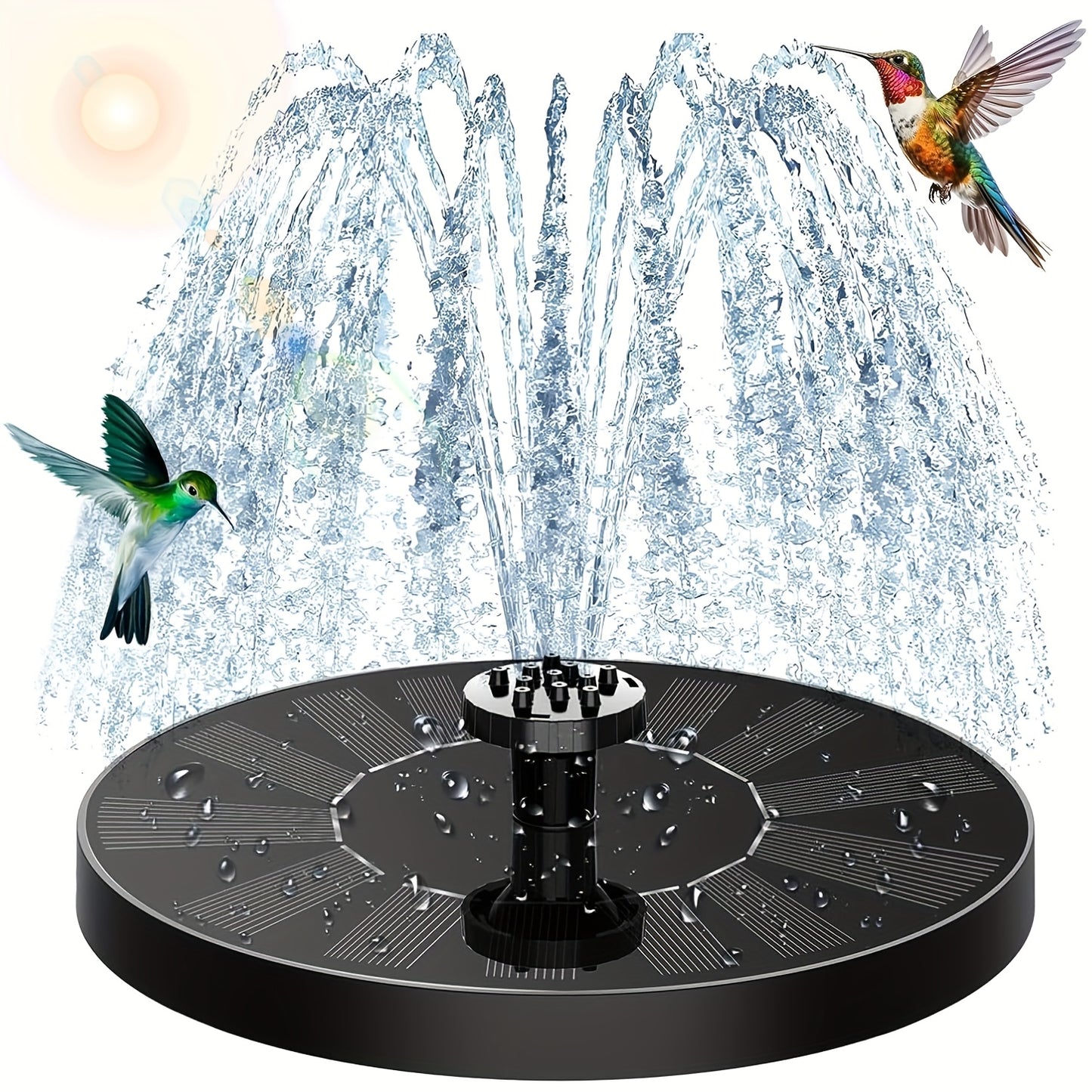 High-quality solar fountain pump with 6 replaceable nozzles - suitable for bird baths, gardens, ponds, fish tanks, aquariums, and outdoor landscape decoration, floating design for easy maintenance, garden gift!