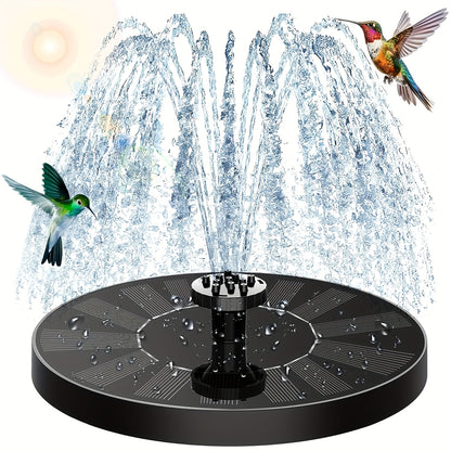 High-quality solar fountain pump with 6 replaceable nozzles - suitable for bird baths, gardens, ponds, fish tanks, aquariums, and outdoor landscape decoration, floating design for easy maintenance, garden gift!
