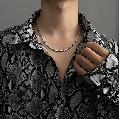 A Set Of 8 Stylish Stainless Steel Necklaces In Simple Silvery Geometric Design, Retro Necklace, Men's Personalized Hip-hop Casual Necklace Set, Accessories For Men's Gifts
