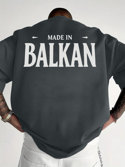 Men'S Casual Short Sleeve T-Shirt - "Made in Balkans" Print, Lightweight & Breathable Summer Tee, Round Neck, Regular Fit, Perfect for Casual Attire, Breathable Clothing | Modern Casualwear | Lightweight Shirt