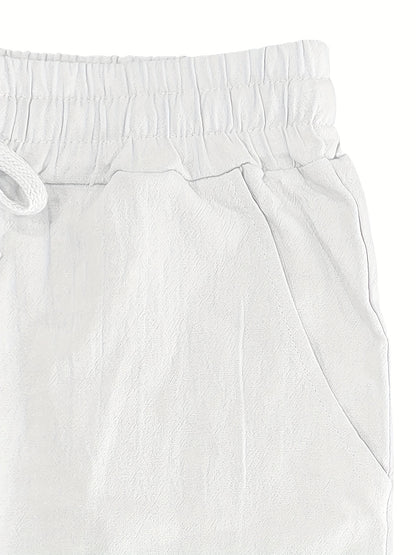 Men's Lightweight Breathable Linen Pants - American Loose Fit Straight Leg Casual Trousers with Adjustable Drawstring Waist & Side Pockets, Semi-Sheer Solid Color for Beach Vacation, Summer Outings & Casual Attire, Beach Pant