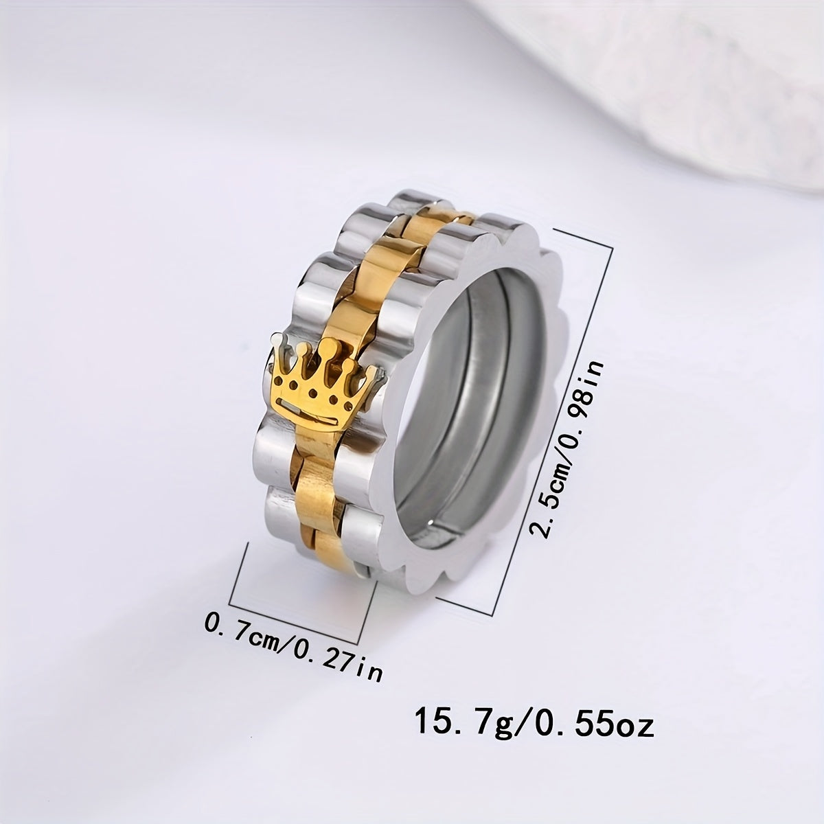 1pc Elegant Men'S Stainless Steel Ring with Crown Design, Durable 304 Stainless, Fashionable Simple Style, Unique Charm for Daily Wear and Special Occasions
