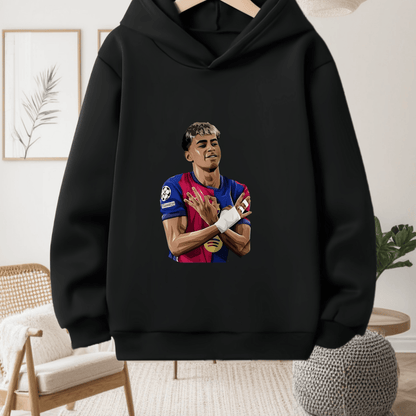 Boys' -Inspired Yamal Themed Hooded Sweatshirt - 100% Polyester Warm Pullover with Soccer Jersey Design, Official Team Crest & Number 30, Machine Washable Casual Sports Apparel for, Trendy Long Sleeve Hoodie for Daily Wear &