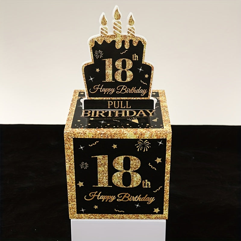 1 Set,Happy 18th Birthday Banknote Box,Birthday Paper Gift Box for Cash,18 Years Old Surprise Money Gift Boxes with Pull Out,Happy Birthday Party Decoration,Adults Birthday Party Supplies,Party Packs