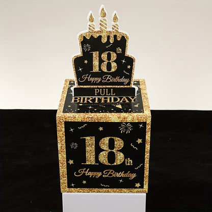 1 Set,Happy 18th Birthday Banknote Box,Birthday Paper Gift Box for Cash,18 Years Old Surprise Money Gift Boxes with Pull Out,Happy Birthday Party Decoration,Adults Birthday Party Supplies,Party Packs