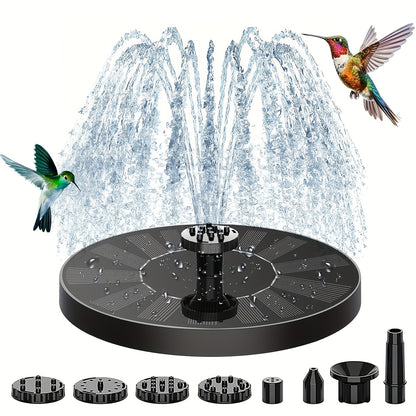 High-quality solar fountain pump with 6 replaceable nozzles - suitable for bird baths, gardens, ponds, fish tanks, aquariums, and outdoor landscape decoration, floating design for easy maintenance, garden gift!