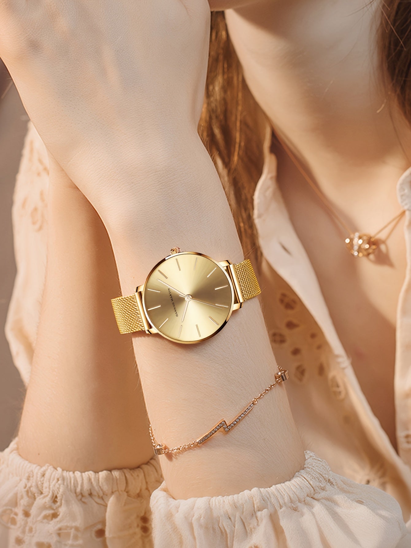 New Arrival 1pc Fashionable 's Rose Golden Watch, Golden & Silvery Stainless Steel Mesh Strap, Gorgeous Quartz Watch, Suitable for Daily Vacation Banquet Wear, Comes with Black Exquisite Box and Also Suitable as Gift - Girlfr