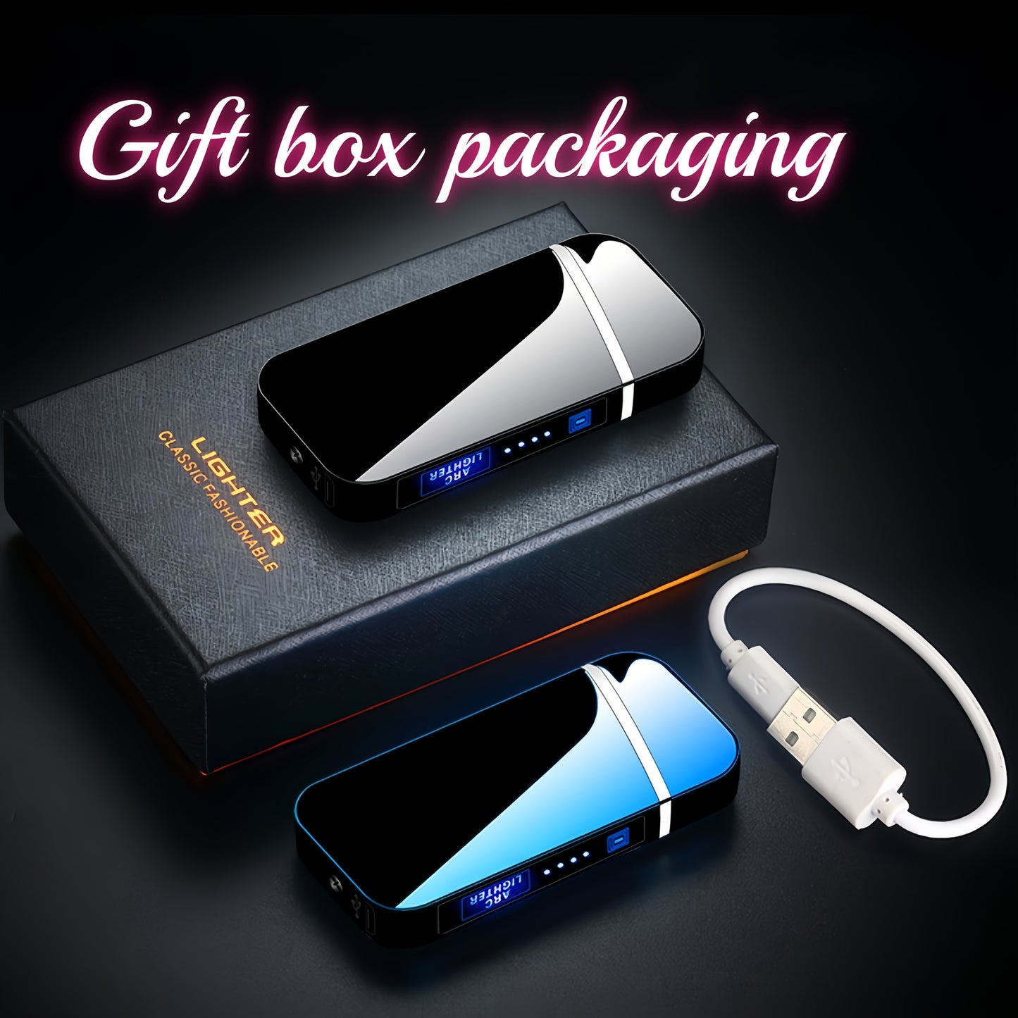 Rechargeable Electronic Windproof Burner, Dual Arc USB Plasma Flameless Burner for Outdoor Camping and BBQ Survival Kit - Perfect Valentine's Gift for Dad, Boyfriend, or Husband