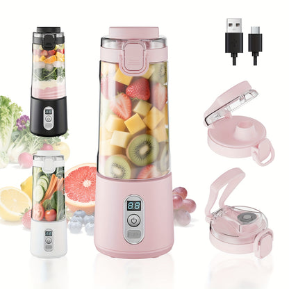 USB Rechargeable Portable Blender with Digital Timer Display, 10-Cup Capacity, Detachable & Easy-Clean Design for Smoothies, Juices, Protein Shakes - Ideal for Gym, Travel, Home Use, Smoothie Blender Portable, Juice Preparati