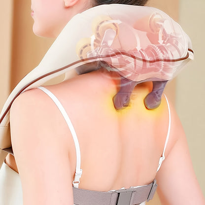 Beige Neck Massager with Hot Compress & Wireless Kneading - USB-Powered Portable Design for Neck, Back, Legs, Shoulders - Home Office Relaxation Gift for Men & Women, Neck And Shoulder Massager, Sleek Appliance Design, Adjust