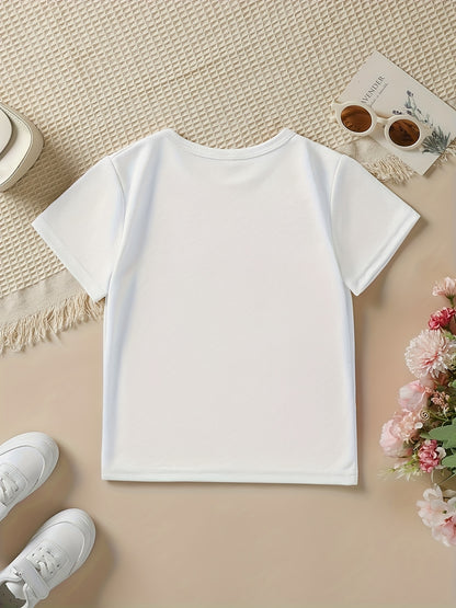 Summer Fashion Girls' Short-Sleeve T-Shirt "DADDY's GIRL" Leopard Print Casual Versatile Top NY-DX5545