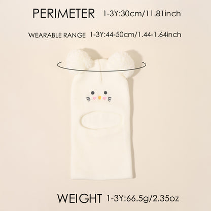 Knit Balaclava Beanie and Neck Warmer hat,cat Embroidery, Stretch Fit, Suitable for 0-3 Years Old, Daily and Casual Wear, Birthday, Holiday Party, Autumn and Winter, Christmas, Halloween