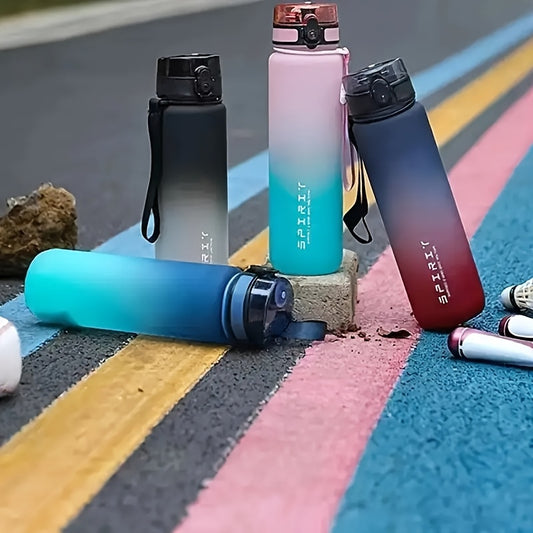 1pc Portable Leakproof Water Bottle With Time Marker And Carrying Strap