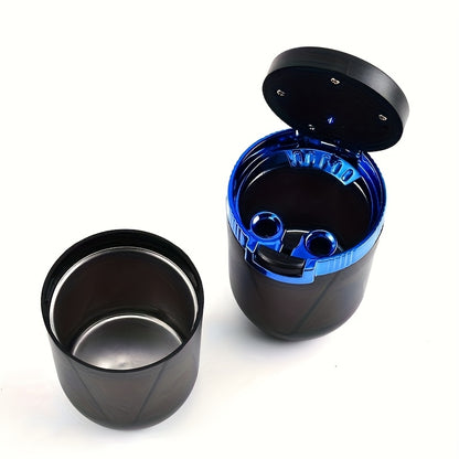 New Car Ashtray, Detachable Storage Box with One-Click Automatic Lid, Metal Lining
