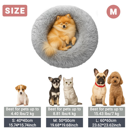Extra Large Round Plush Dog Bed with Non-Slip Base - 40cm-100cm, Soft Faux Fur Pet Bed for Small, Medium & Large Dogs, Cozy Warmth, Perfect Halloween & Christmas Gift, Available in 6 Sizes, Dog Bed for Dogs, Cozy Pet Furnitur