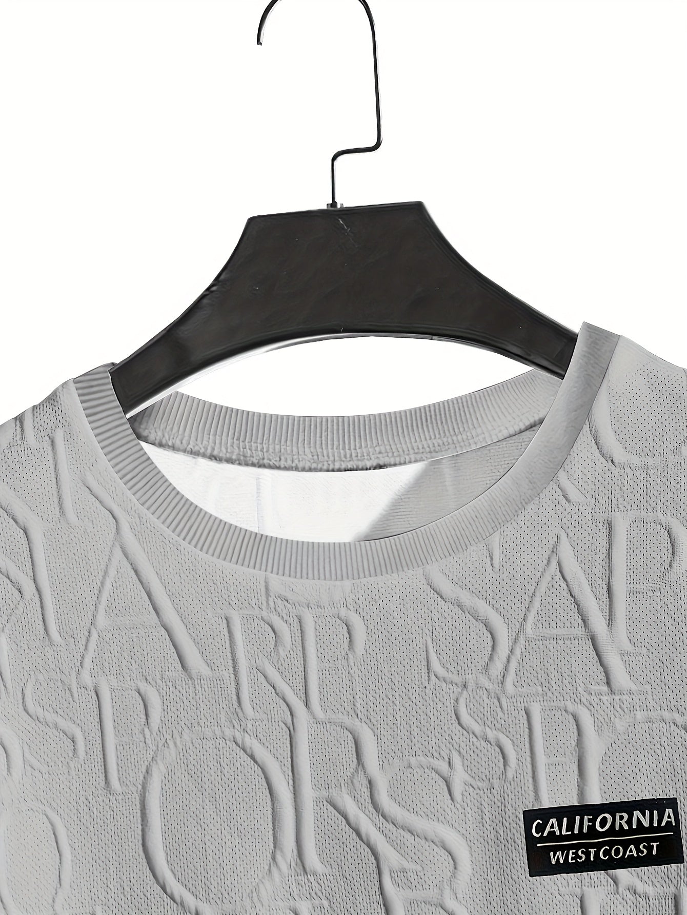 Men's Summer Casual Short Sleeve T-Shirt - Relaxed Fit Round Neck with Vertical Letter Print & Elastic Cuffs, Breathable Fabric for Daily Wear, Commuting & Outdoor Activities, Shirts for Summer