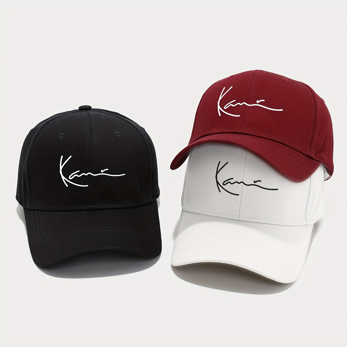 1pc Women's Adjustable Lightweight Baseball Cap - Printed Logo Golf & Outdoor Sports Hat, Machine Washable, Black/White/Maroon, Casual Headwear, Lifestyle, Trendy Design, Durable Fabric, Women