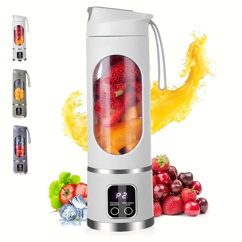 USB-Powered Portable Blender & Juicer with Digital Display, Stainless Steel Blade & Large Capacity (10.14-16.91oz) - Cordless Electric Mixer for Smoothies, Ice, Fresh Fruit Drinks - Compact Design with Ergonomic Handle, Speed