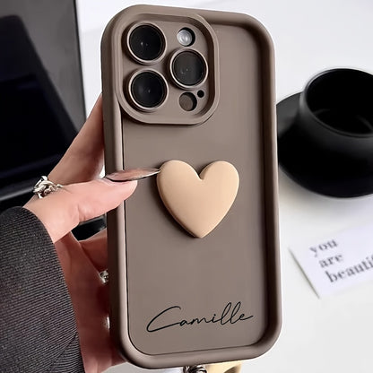Personalized Customized Name Case for iPhone 17 16 15 14 13 12 11 Pro Max Luxury Acrylic 3D Love Heart Soft DIY Shockproof Gift Cover 14 15 16 Plus 17 Air