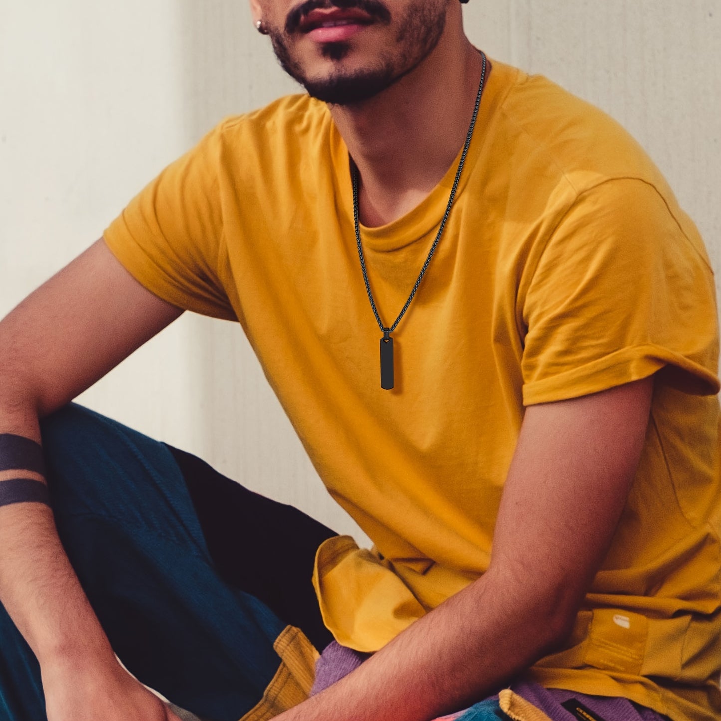 Letter Necklace Pendant Made of Stainless Steel, Featuring a Laser-Etched Design of 26 Letters, Polished for a Stylish 3D Rectangular Look, Suitable for Men.