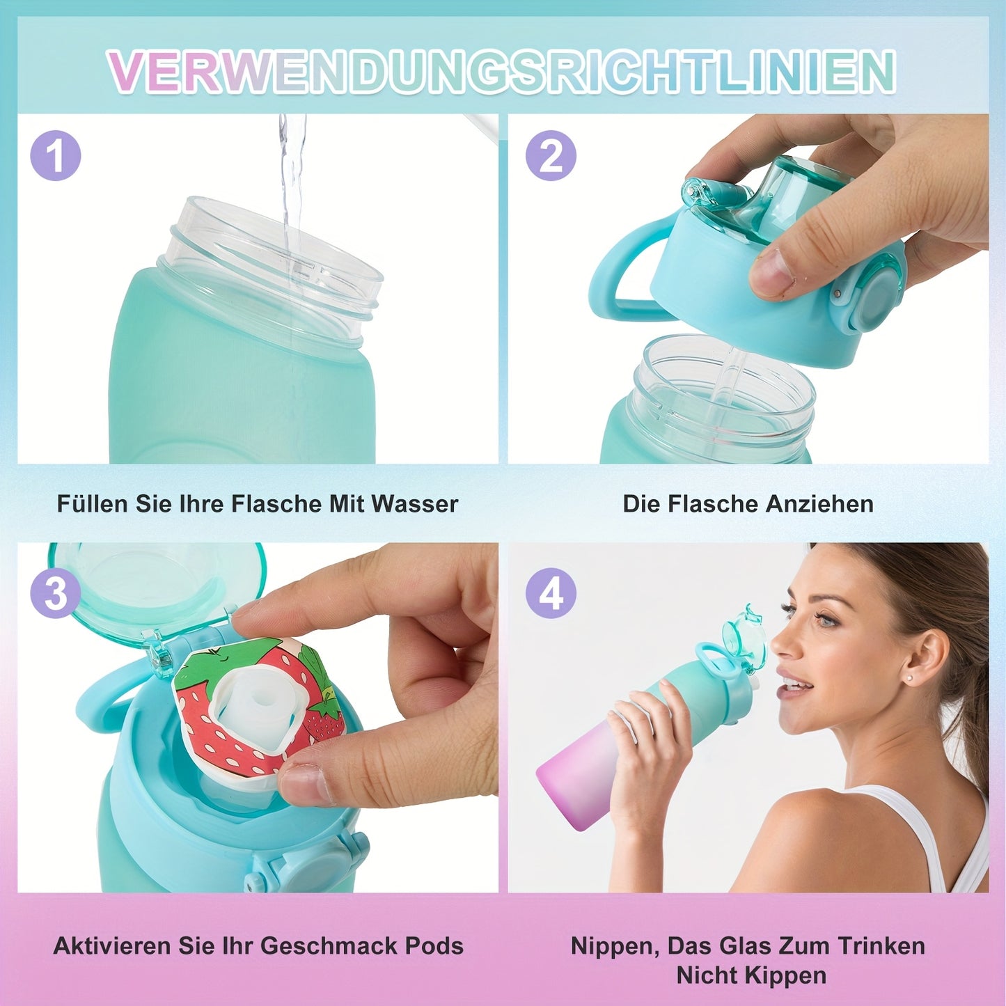 Air Kettle, 720ml/25oz Kettle, Includes 5 Flavor Boxes, Suitable for Outdoor Sports Blue & Purple