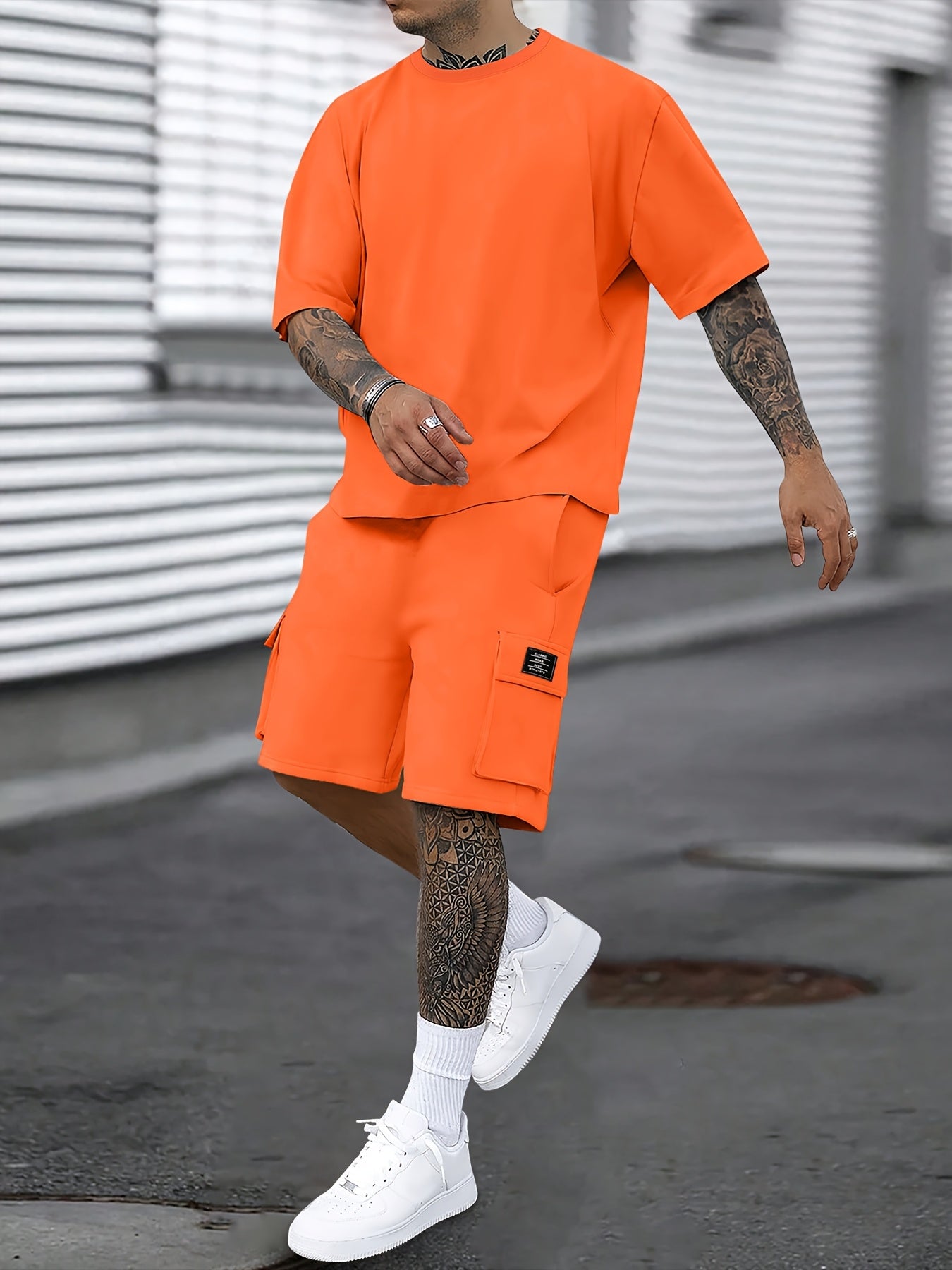 Men'S New Trendy Lightweight and Comfortable T-Shirt 2pcs Set for Spring and Summer