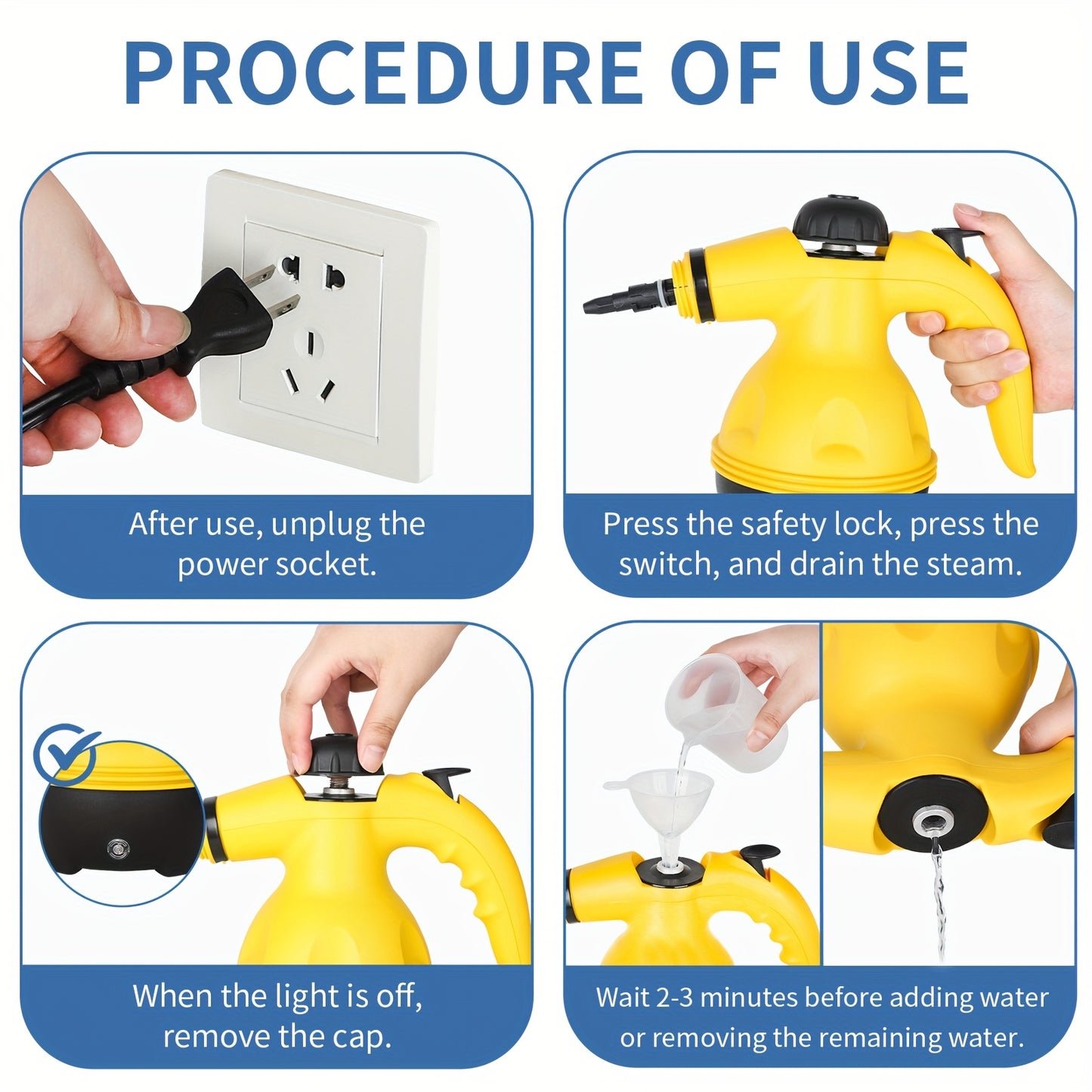 ESUPER Handheld Pressurized Steam Cleaner - 600W 220-240V Multi-Surface Steamer with 3 Brush Heads, 2 Nozzles & 2 Attachments for Home, Car, Upholstery, Grout - Ergonomic Design, Durable ABS Resin, European Plug, 350ml Capaci