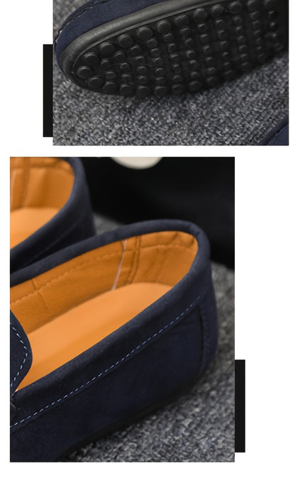 Men'S Slip-On Loafers - Black Faux Casual Shoes with Golden-Tone Buckle Straps, Round Toe & Non-Slip Rubber Sole for All-Season Comfort, Party & Casual Attire, Party Footwear, Sleek Shoe Design, Durable Footwear