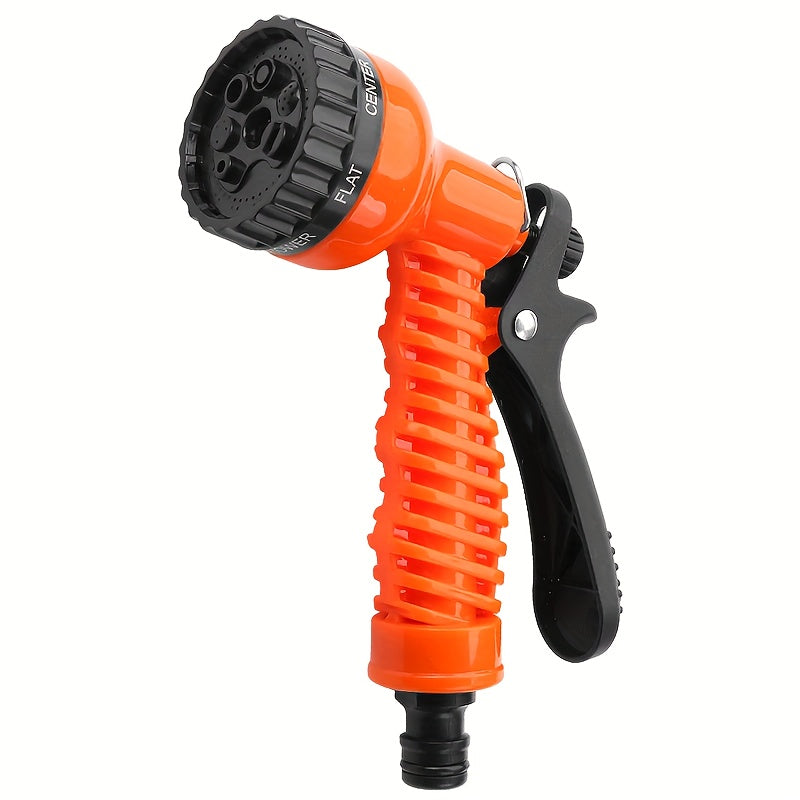 High-Pressure Adjustable Nozzle Garden Watering Gun - Lightweight Durable Plastic, Ergonomic Orange and Black Grip, Suitable for American/European Hoses - Ideal for Lawn Care, Car Washing, and Outdoor Watering, Comfortable Ha