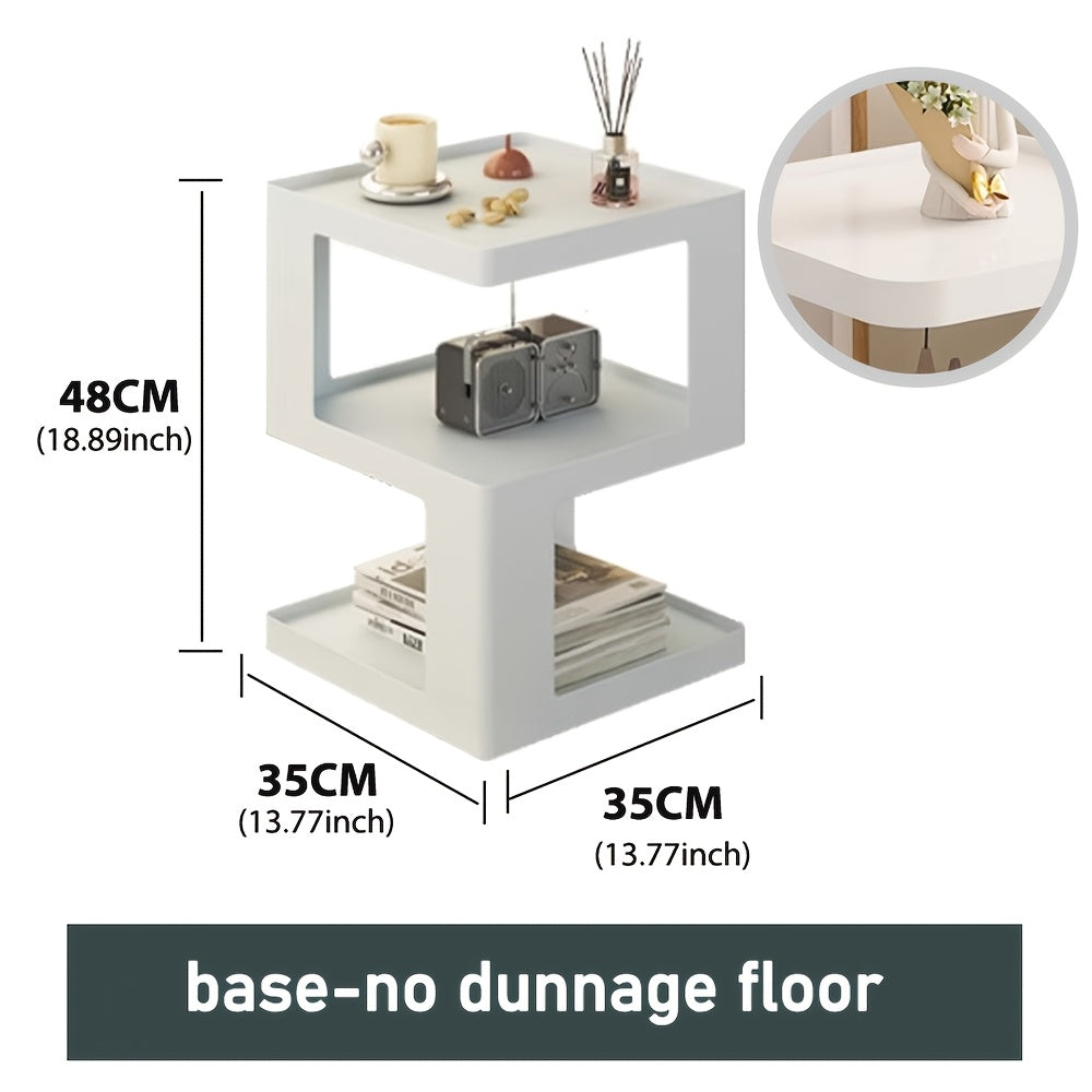 Minimalist Modern Nightstand - Lightweight Durable Plastic Bedside Table with Open Shelf Storage, Easy Assembly, Black - Compact Design for Bedroom, Living Room, Office, Compact Side Table | Sleek Bedside Table | Stable Desig