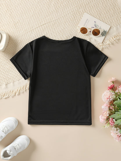 Summer Fashion Girls' Short-Sleeve T-Shirt "DADDY's GIRL" Leopard Print Casual Versatile Top NY-DX5545