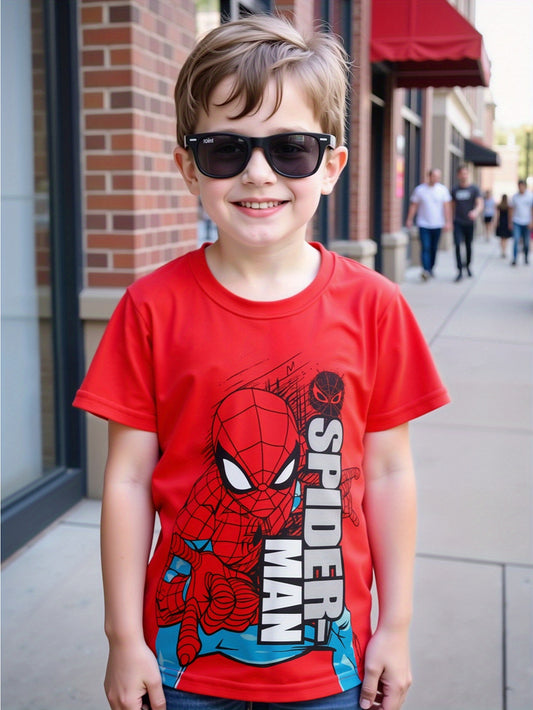 MARVEL Boys' Spider-Man Graphic T-Shirt - Red Short Sleeve Casual Tee with Superhero Design, Lightweight Breathable Summer Top for Outdoor Play & Daily Wear, Perfect Gift for Kids, Kids Summer Wear | Casual Round Neck | Durab