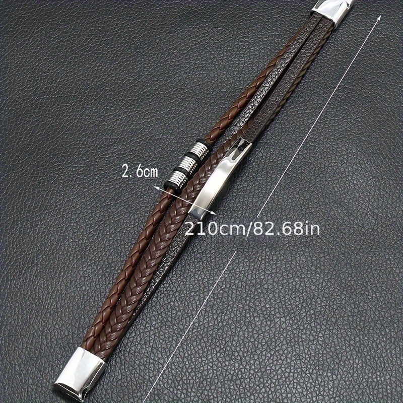 New Hot Selling Men's Vintage Hand-woven Multi-layer Beaded Alloy Magnetic Buckle PU Men's Bracelet