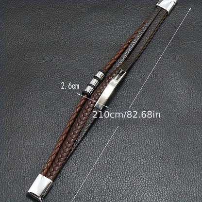 New Hot Selling Men's Vintage Hand-woven Multi-layer Beaded Alloy Magnetic Buckle PU Men's Bracelet