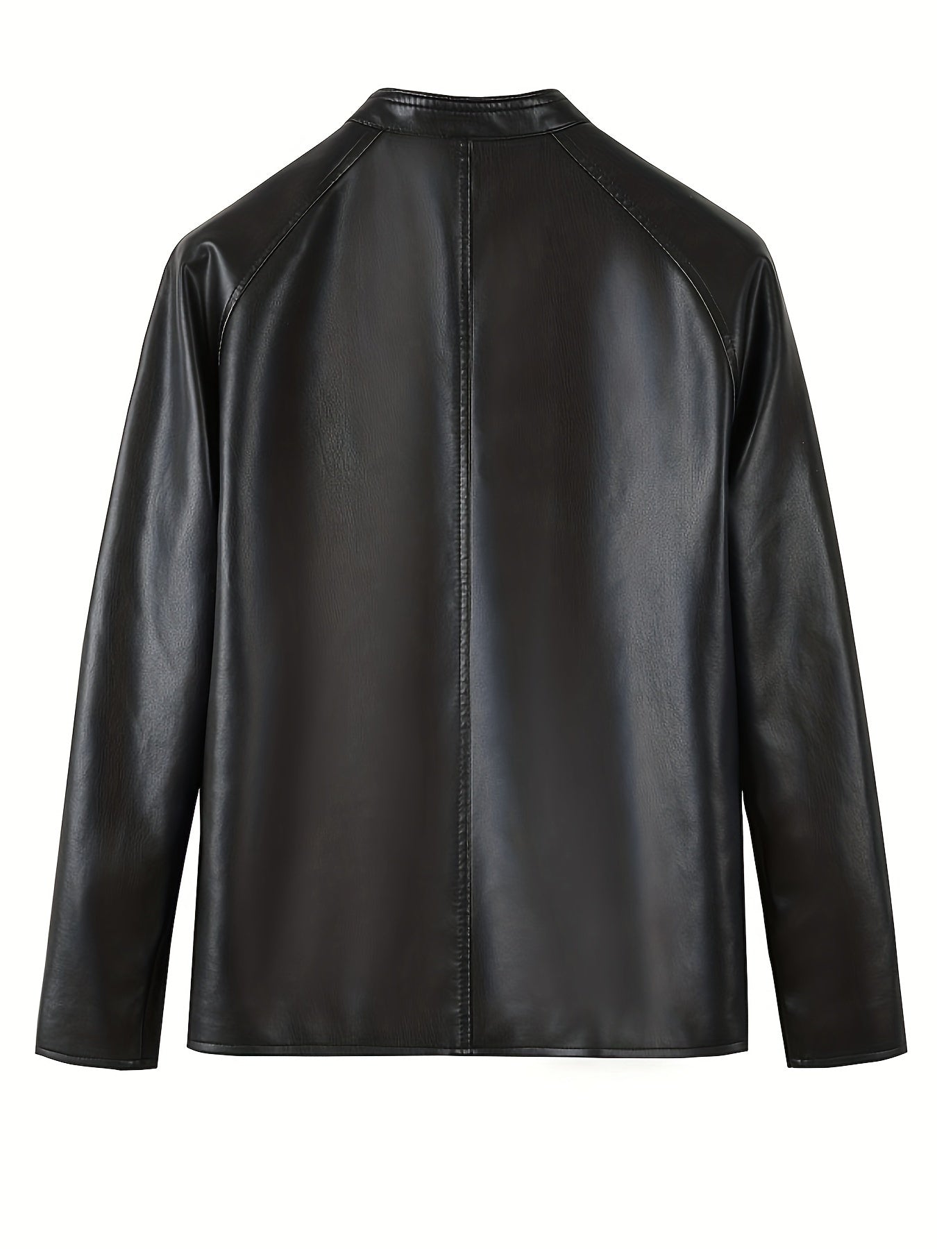 Men's Slim-Fit High Quality Windproof PU Leather Motorcycle Jacket - Vintage Bomber Style with Stand Collar, Ribbed Cuffs & Adjustable Drawstring, Softshell Casual Biker Outerwear, Casual Outerwear | Vintage Bomber Jacket | D