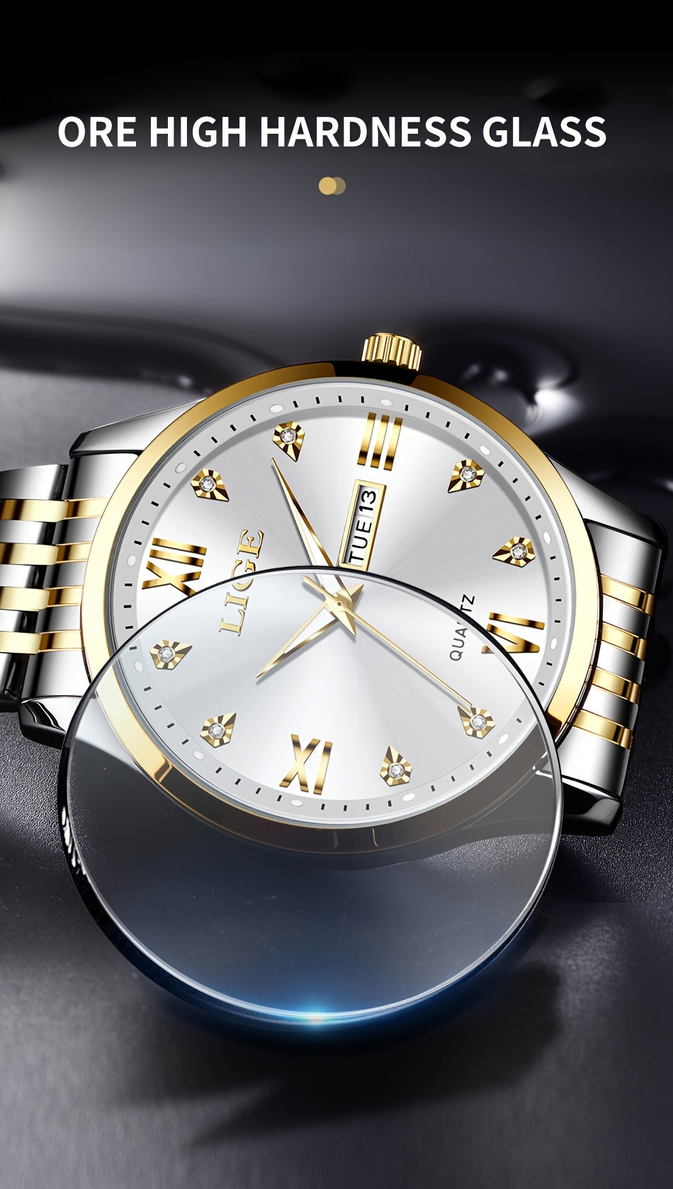 LIGE Women's Elegant Luxury Watch - Blue Dial with Roman Numerals, Quartz Movement, Battery-Powered Watch for Everyday, Formal, Travel - Perfect Gift for Valentine's, Birthdays, Anniversaries - Compatible with Formal & Casual