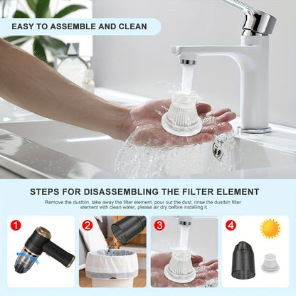 BELlBUY Portable Cordless Handheld Vacuum Cleaner, 6000Pa Powerful Suction for Cars, Computers, Sofas, Offices, Pets, and Homes - Includes Multiple Nozzles, USB Rechargeable, Low Noise, Car Vacuum Cleaner