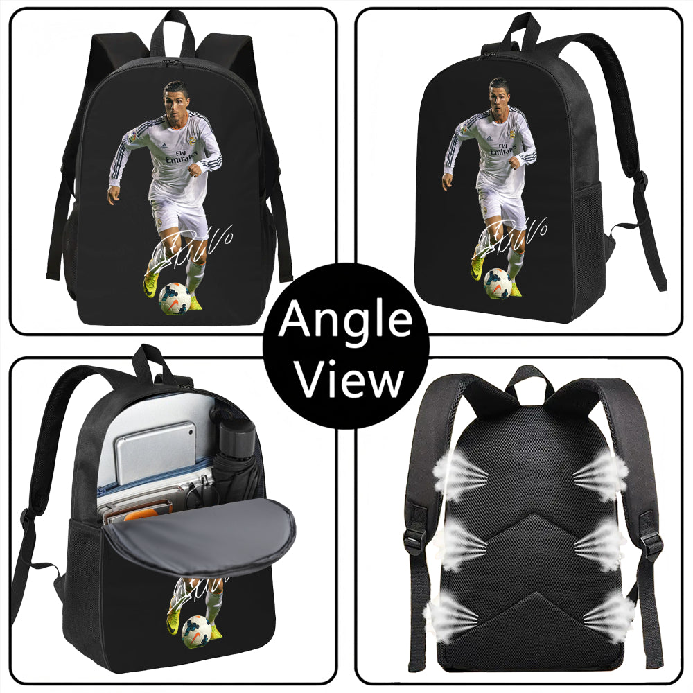 3pcs Soccer Player Backpack Set - Adjustable Straps, Zipper Closure, Laptop Compartment, Unlined, Honey Style, Ideal for College, Travel, Birthday, Holiday, Party Gifts, Travel Backpacks|Sporty Backpacks|Durable Backpacks, So