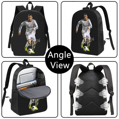 3pcs Soccer Player Backpack Set - Adjustable Straps, Zipper Closure, Laptop Compartment, Unlined, Honey Style, Ideal for College, Travel, Birthday, Holiday, Party Gifts, Travel Backpacks|Sporty Backpacks|Durable Backpacks, So