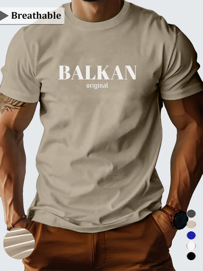 Men'S Casual Short Sleeve T-Shirt - "Made in Balkans" Print, Lightweight & Breathable Summer Tee, Round Neck, Regular Fit, Perfect for Casual Attire, Breathable Clothing | Modern Casualwear | Lightweight Shirt