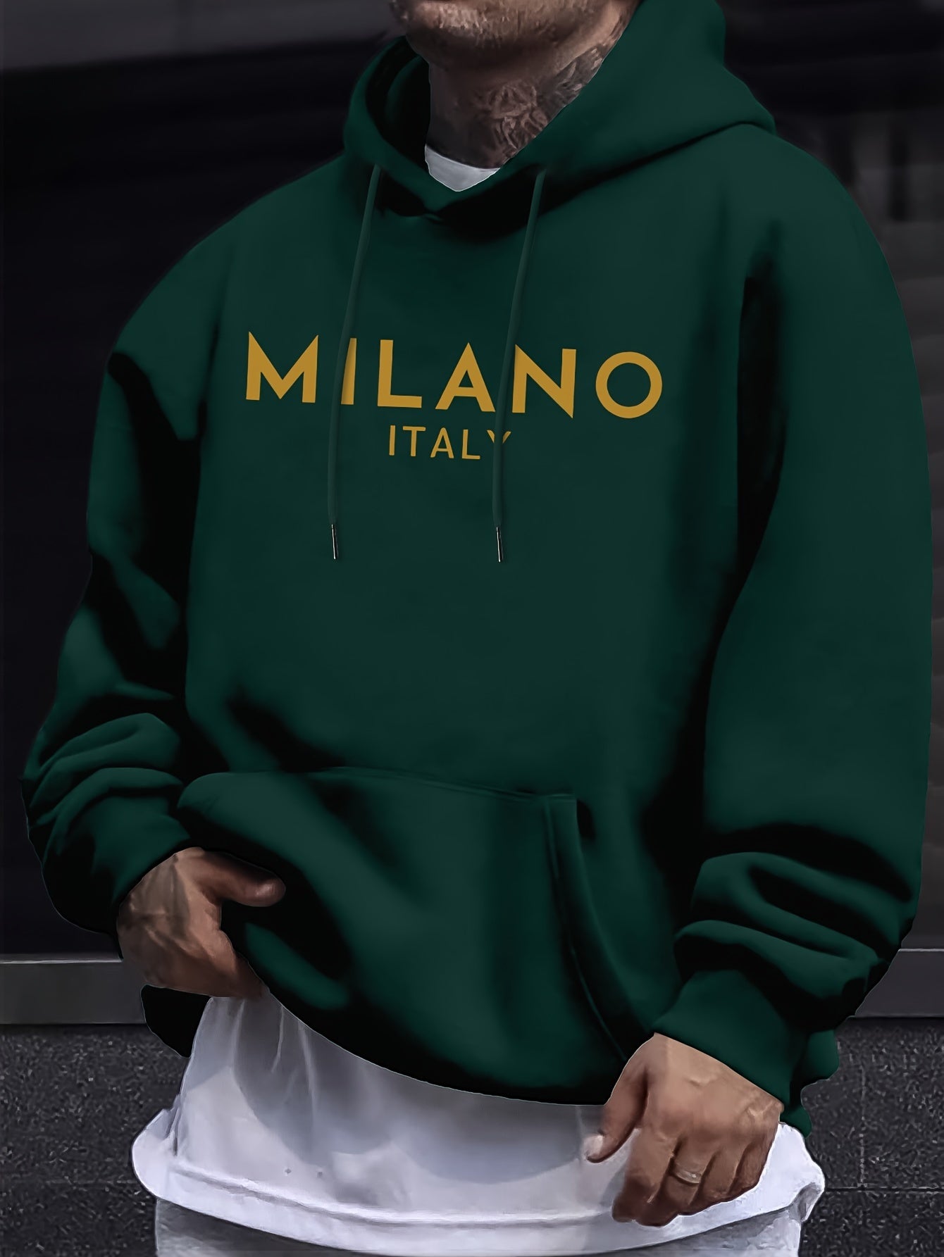 Men's Casual Hoodie with Letter Print - Cozy Pullover Sweatshirt with Kangaroo Pocket, Perfect for Fall & Winter Streetwear, Sweater Hoodie