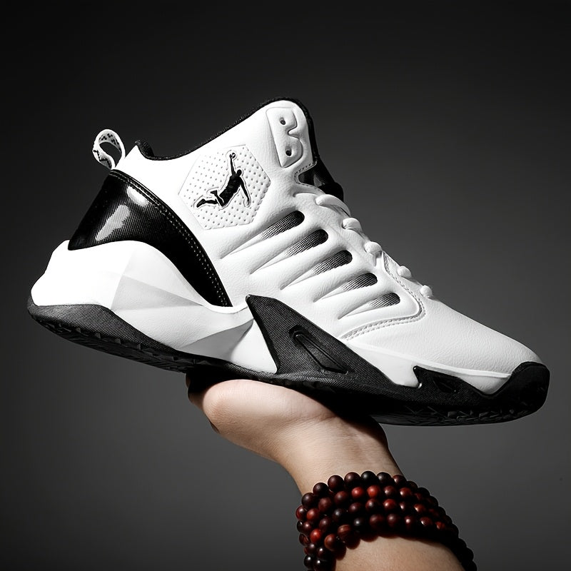 Men'S Trendy Casual Training Sneakers - Lightweight, Shock-Absorbing Running Shoes with Soft Rubber Sole, Breathable Fabric Lining, and Durable Synthetic Upper in White & Black, Lace-Up Design, Athletic Footwear | Modern Snea