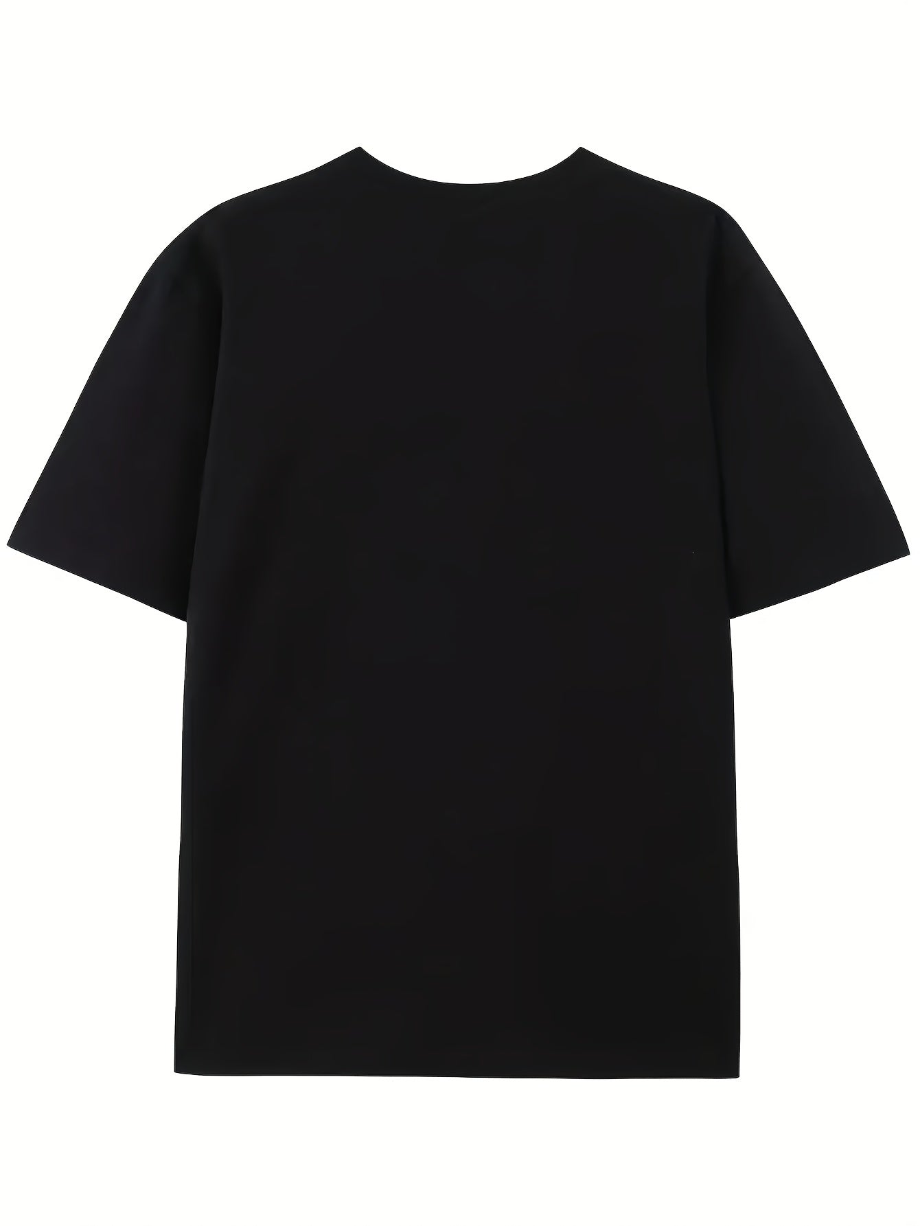 2025 New Yamal American Retro Crew Neck T-Shirt for Men & Women - Black Geometric Graphic Print Short Sleeve Tee, All-Season Casual Streetwear, Machine Washable Regular Fit
