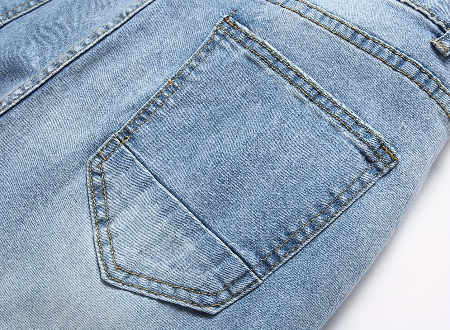 Men'S Slim-Fit Distressed Denim Jeans - Trendy Ripped Knee-Length Casual Pants, Light Blue Raw Wash, Comfortable Stretch Fabric for All-Season Wear, Everyday Fashion, Fashionforward Design, Durable Fabric Construction