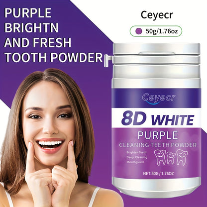 Ceyecr Purple Teeth Whitening Powder, 50g/1.76.Oz - Deep Clean & Tooth Cleaning Powder, Fresh Breath Toothpaste, Natural Essenc