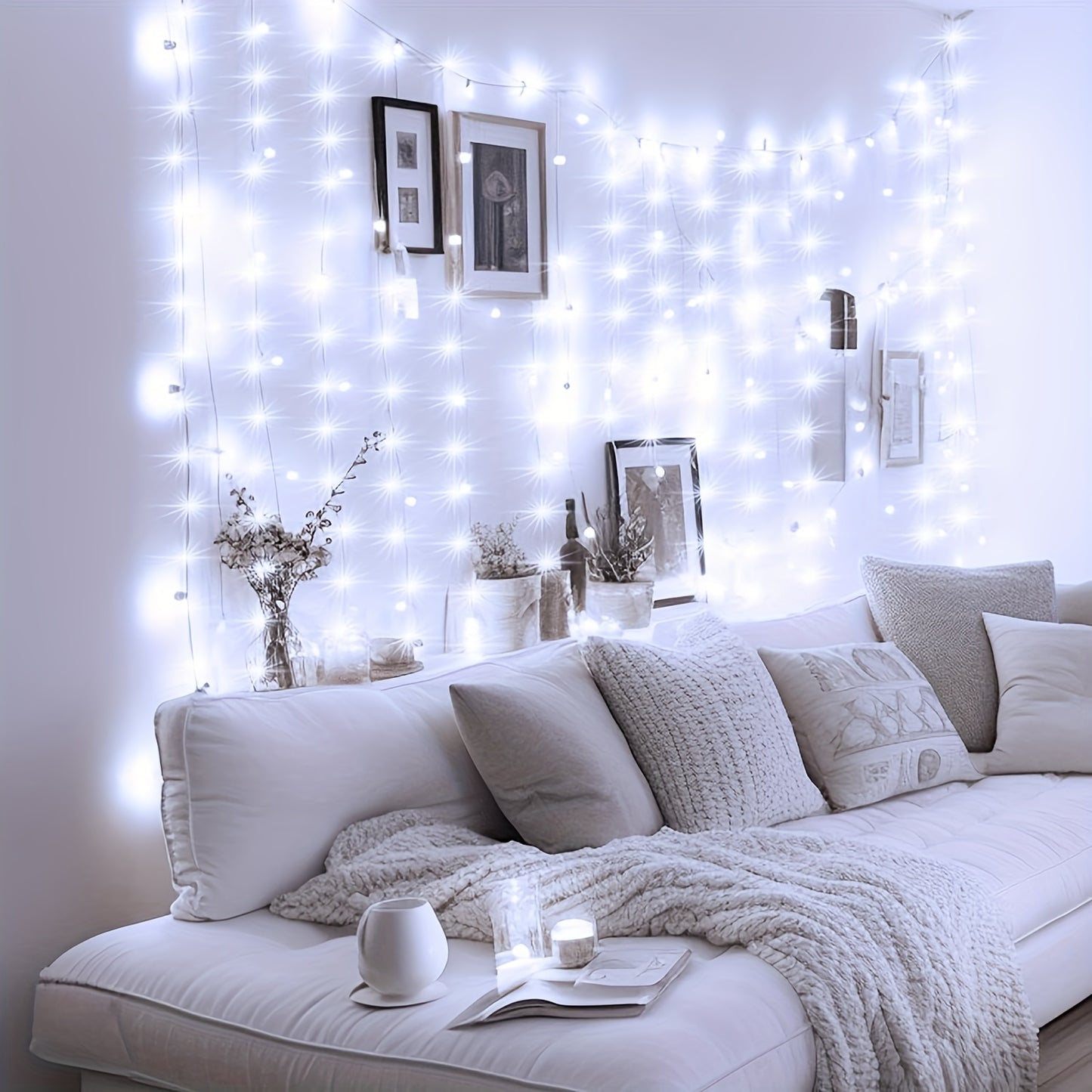 1pc, Christmas fairy lamp, 300LED fairy tale curtain lamp, USB plug, 8 modes, including timing/dimming function, DIY bedroom modeling, very suitable for Christmas, Valentine's day, home wall decoration, living room decoration