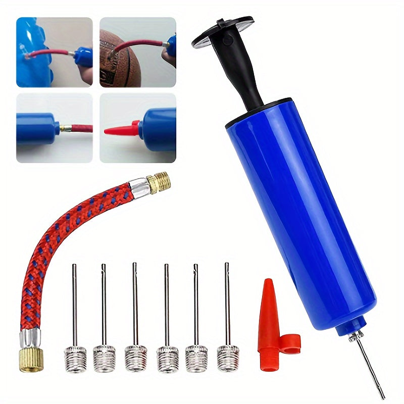 1pc Blue Manual Hand Pump Inflator with Flexible Hose, Portable Air Pump for Basketball, Football, Volleyball - Durable PP Material, Uncharged Operation, Ideal for Valentine'S Day, Women'S Day, Mother'S Day, Thanksgiving, Chr