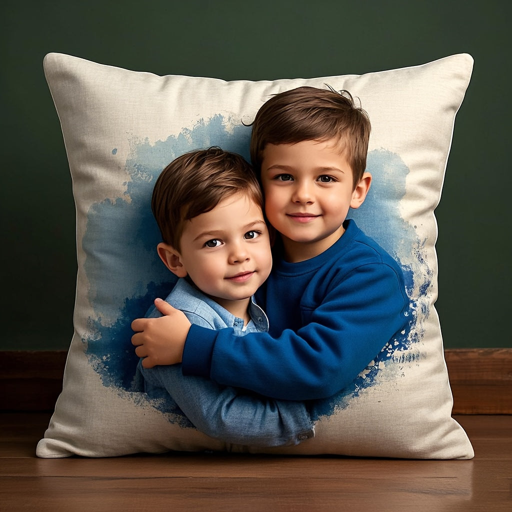 Customized personalized photo-printed pillowcases, single-sided printed pillowcases, brother pillowcases, suitable for bedroom and living room custom pillows, gifts, pillows, family personalized photo mats, homemade photo pil